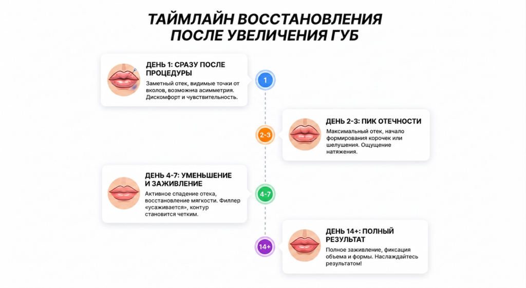 восстановление после увеличения губ
